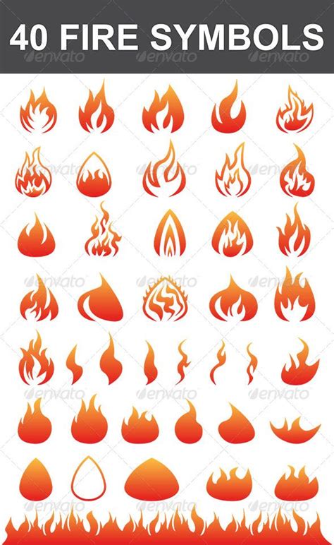 40 Fire Symbols | Fire tattoo, Symbols, Free vector art