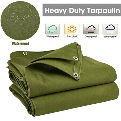 2x3m Waterproof Canvas Tarp Heavy Duty Tarpaulin Camping Dustproof Cov