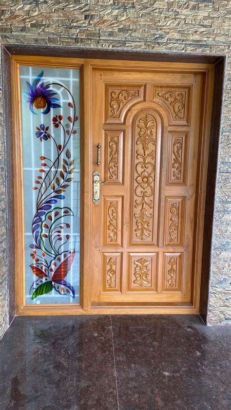 Teak Wood Main Door Design | Pintura em vidro, Porta de vidro, Casa de ...