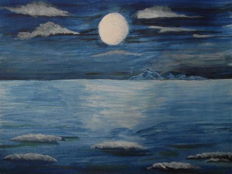 Moon Over Ocean Painting at PaintingValley.com | Explore collection of ...