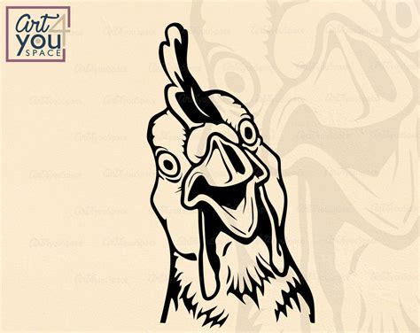 Funny Chicken Face SVG PNG DXF, Rooster Clipart, Farm Vector Download ...