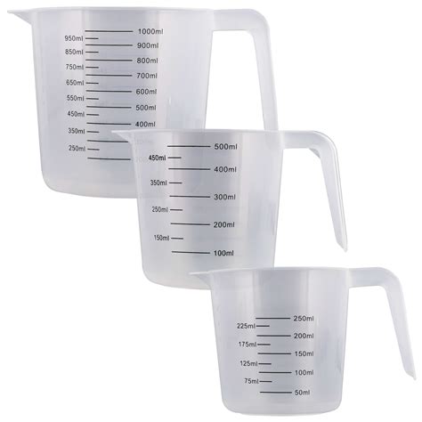 U.S. Kitchen Supply - Set of 3 Plastic Graduated Measuring Cups with Pitcher Handles - 1, 2 and ...