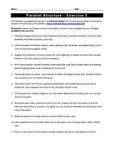 Parallel Structure Worksheet for 7th - 8th Grade | Lesson Planet