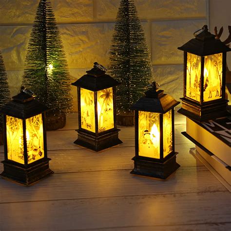 Vintage Hanging Eaves LED Lantern Christmas Night Box Light 5.5x5.5x13CM Xmas Night Ornament ...