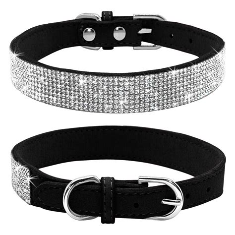 Black Bling Rhinestone Pet Dog Collars Luxury for Small Medium Dog Puppy Yorkie | eBay