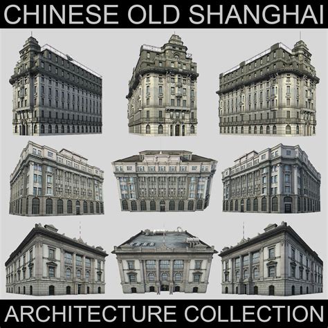 old shanghai architecture office building 3d model