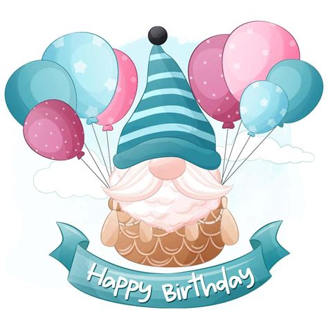 Cute Birthday Gnome Illustration 7818694 Vector Art at Vecteezy