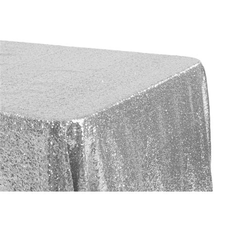 Glitz Sequin 90"x156" Rectangular Tablecloth - Silver– CV Linens