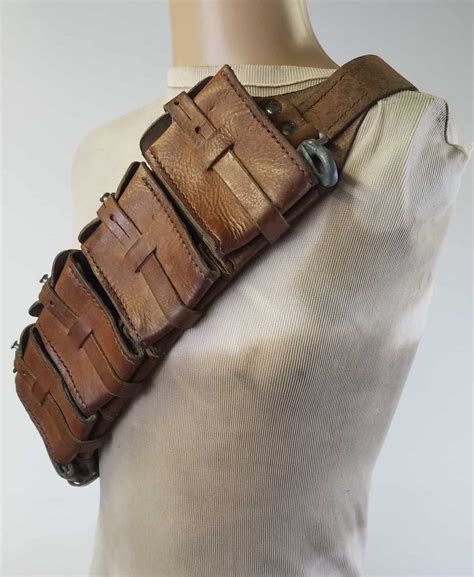 M1900 Swedish Mauser Leather Ammo Belt Bandolier Pouch early 20th century. - Hangar 19 Prop Rentals