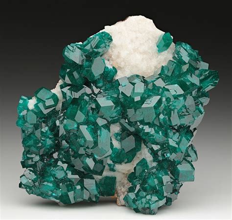 Minerals, Crystals & Fossils - Dioptase on Calcite - Tsumeb Mine, Tsumeb,...