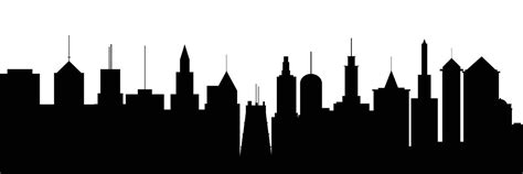 Silhouette city background. Office buildings silhouette. Hand drawn ...