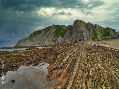 Layers of flysch, flysch cliffs, Basque Coast UNESCO Global Geopark ...