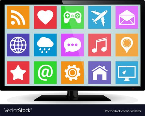 Modern lcd smart tv with application icons Vector Image