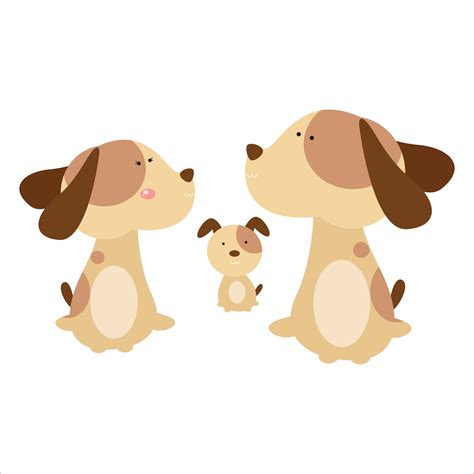 Cute Dog Family Animal Flat Cartoon Character Vector Template Design Illustration 2497777 Vector ...