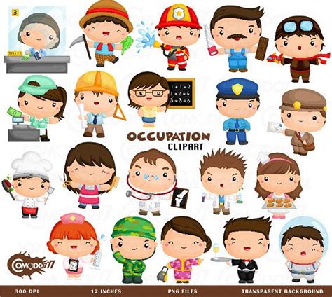 This listing is for 20 cute occupation design elements. This digital clipart set is perfect for ...