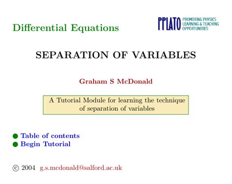 SEPARATION OF VARIABLES