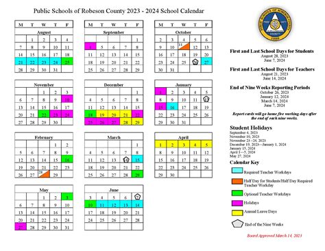 Robeson County Schools Calendar 2023-2024 in PDF