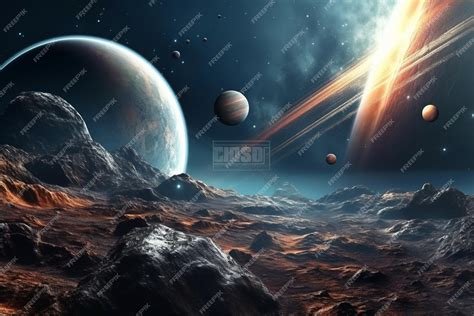 Premium AI Image | Planets on a planet with a planet in the background generative ai