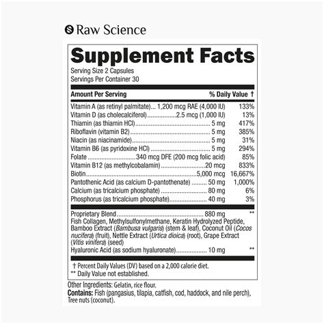 Biotin with Collagen and Keratin Supplement for Hair, Skin and Nails - 60 Capsules – Raw Science