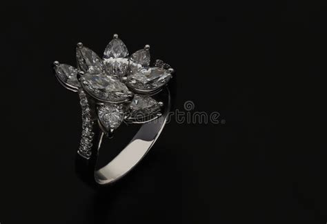 Diamond Ring on Black Background Stock Photo - Image of love, emerald ...