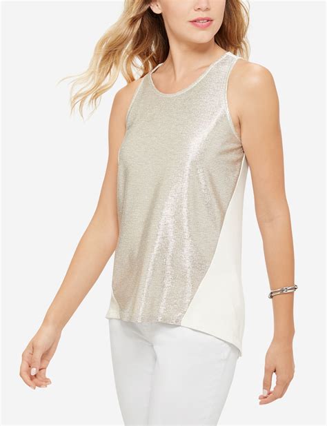 Metallic Shine Front Top | Shiny Tank | Tops, Limited clothing, Clothes