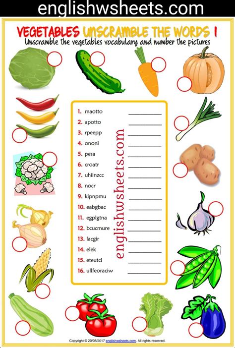 Vegetables Worksheet for Kindergarten Worksheets For Class 1, Free Kindergarten Worksheets ...