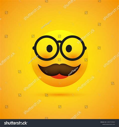 Emoji Glasses Mustache Simple Happy Emoticon Stock Vector (Royalty Free) 2097737653 | Shutterstock