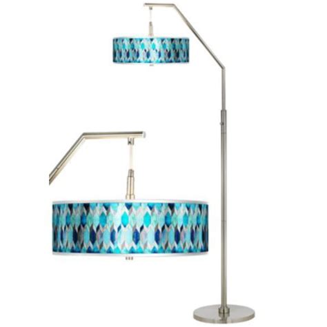 Blue Tiffany-Style Silver Metallic Giclee Shade Arc Floor Lamp - #57Y24 | Lamps Plus | Arc floor ...
