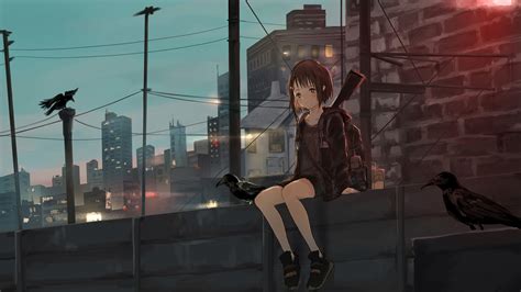 2560x1440 Anime Girl Sitting Alone Roof Sad 4k 1440P Resolution ,HD 4k Wallpapers,Images ...