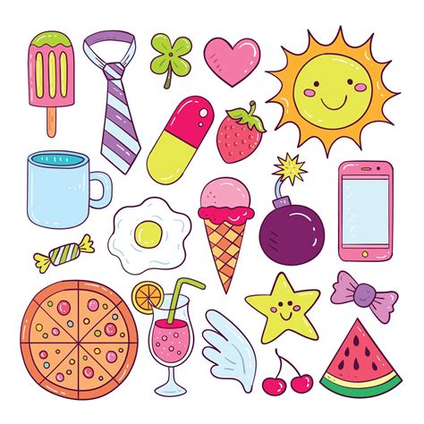 Cute Colorful Doodle Sticker Collection 2293728 Vector Art at Vecteezy