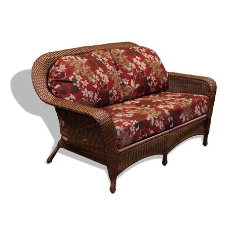 Shop Tortuga Outdoor Lexington Floral Cushion Java Wicker Loveseat at ...