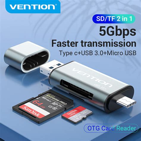 Vention USB 3.0 Memory Card Reader SD Type C to SD TF Micro SD Adapter for MacBook Laptop ...