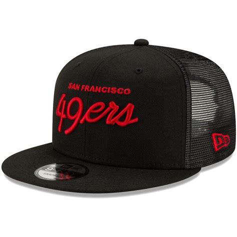 New Era San Francisco 49ers Script Trucker 9fifty Snapback Hat - Black ...