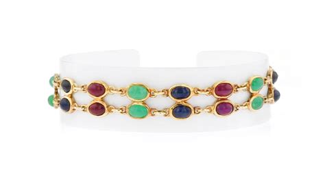 15.75 ct. t.w. Emerald, Sapphire and Ruby Two-Row Tennis Bracelet in ...