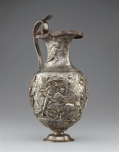 Pitcher with Scenes from the Trojan War, Roman, A.D. 1-100; silver and gold Roman Artifacts ...