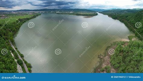 Lake panorama stock photo. Image of drone, hills, outdoor - 268196012