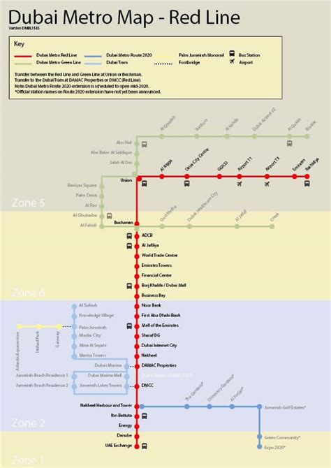 Dubai Metro Red Line - Stations, Route Map