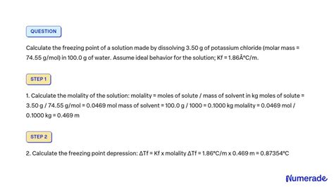 SOLVED: Calculate the freezing point of a solution made by dissolving 3 ...