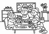 Family Eating Food At Home coloring Pages Style 49025070 Vector Art  sketch template