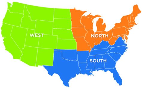 Map Showing States In The Northern, Southern, And Western Regions Of Pertaining To Northern ...