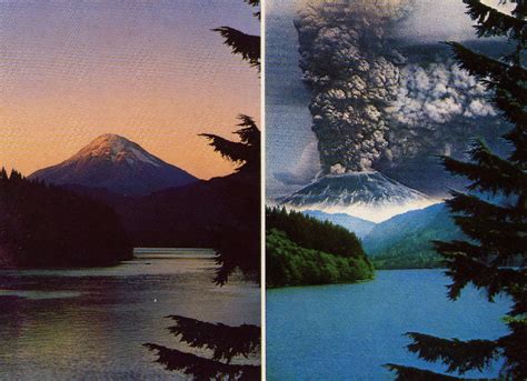 Mount St Helens Before And After Eruption | Before-and-After images of Mount St. Helens, showing ...