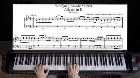 Mozart - Allegro in D Major, K. 626b/16 | Piano with Sheet Music - YouTube