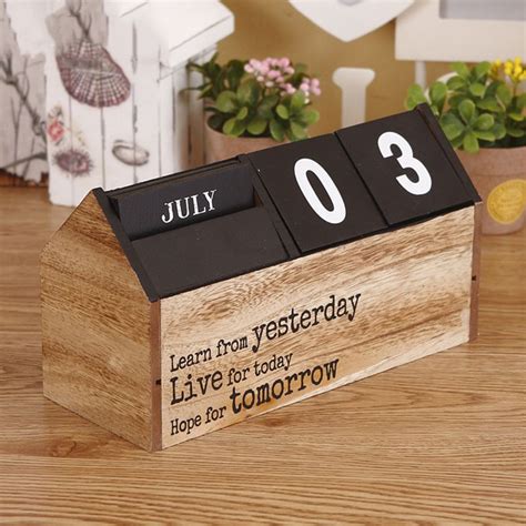 TANGHOME Handmade Wooden Calendar DIY Desktop Home Crafts Desk Calendar ...