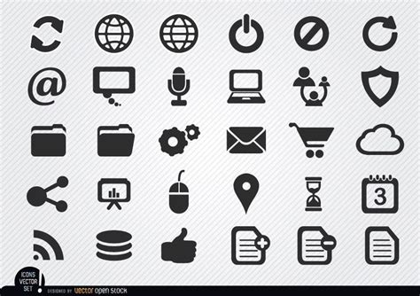 Simple Internet Icons Set Vector Download