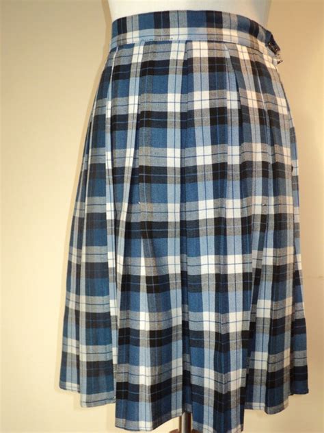 Vintage Plaid School Uniform, A Blue, White and Black… - Gem