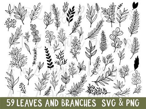 Leaf Svg PNG Clipart hand drawn Greenery Leaf Divider SVG Bundle Greenery Leaf Decorative Border ...