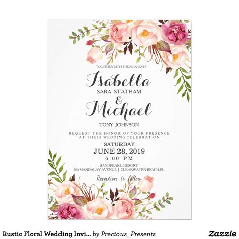 Rustic Floral Wedding Invitation | Zazzle | Wedding invitations rustic ...