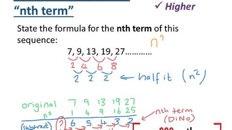 Quadratic sequences (stating nth term) - YouTube