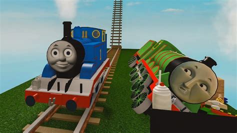 Thomas and Friends train railroad jump crash on roblox - Train Games - YouTube