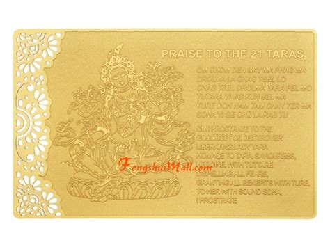 Praise to 21 Tara Printed on Card in Gold :: Feng Shui 2019